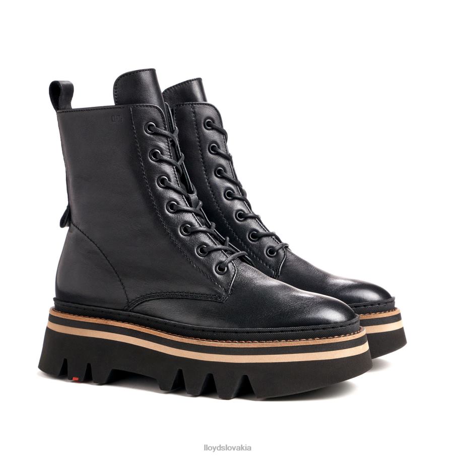 LLOYD ľahká podrážka hladká kožená členková obuv ženy topánky čierna 6R0JN915