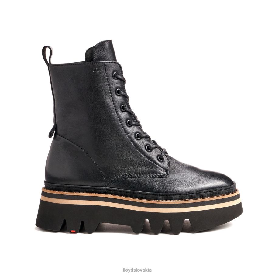 LLOYD ľahká podrážka hladká kožená členková obuv ženy topánky čierna 6R0JN915