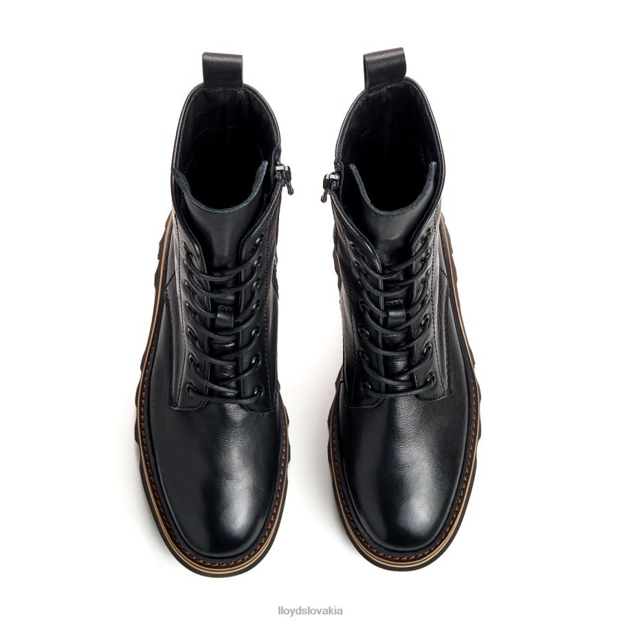 LLOYD ľahká podrážka hladká kožená členková obuv ženy topánky čierna 6R0JN915