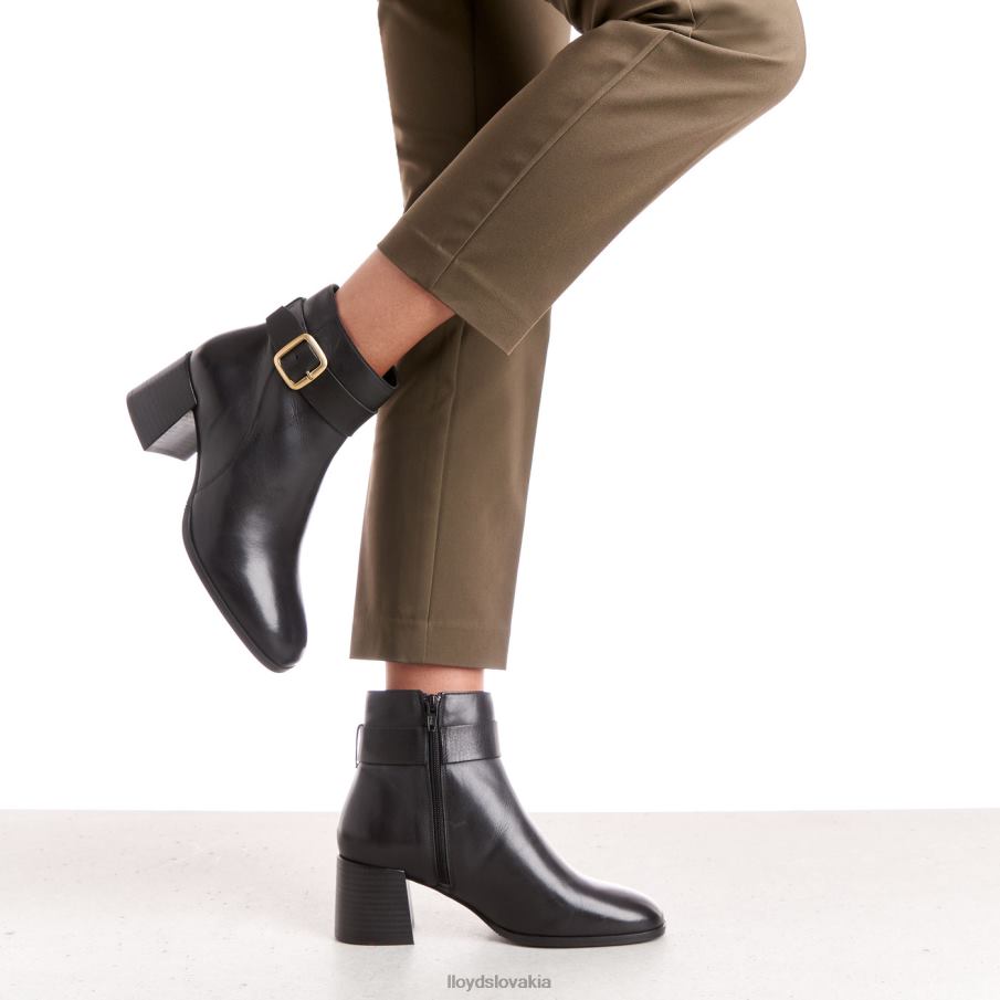 LLOYD hladká kožená členková obuv ženy topánky čierna 6R0JN978