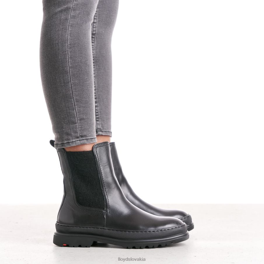 LLOYD hladká kožená slip-on členková obuv ženy topánky čierna 6R0JN958