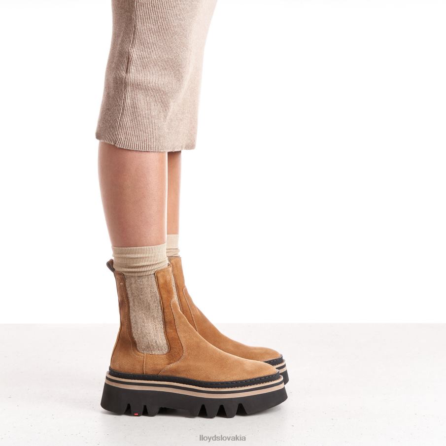 LLOYD hrubé kožené nazúvacie členkové čižmy ženy topánky hnedá 6R0JN946