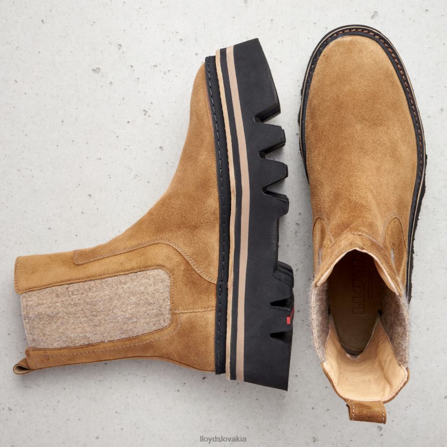 LLOYD hrubé kožené nazúvacie členkové čižmy ženy topánky hnedá 6R0JN946