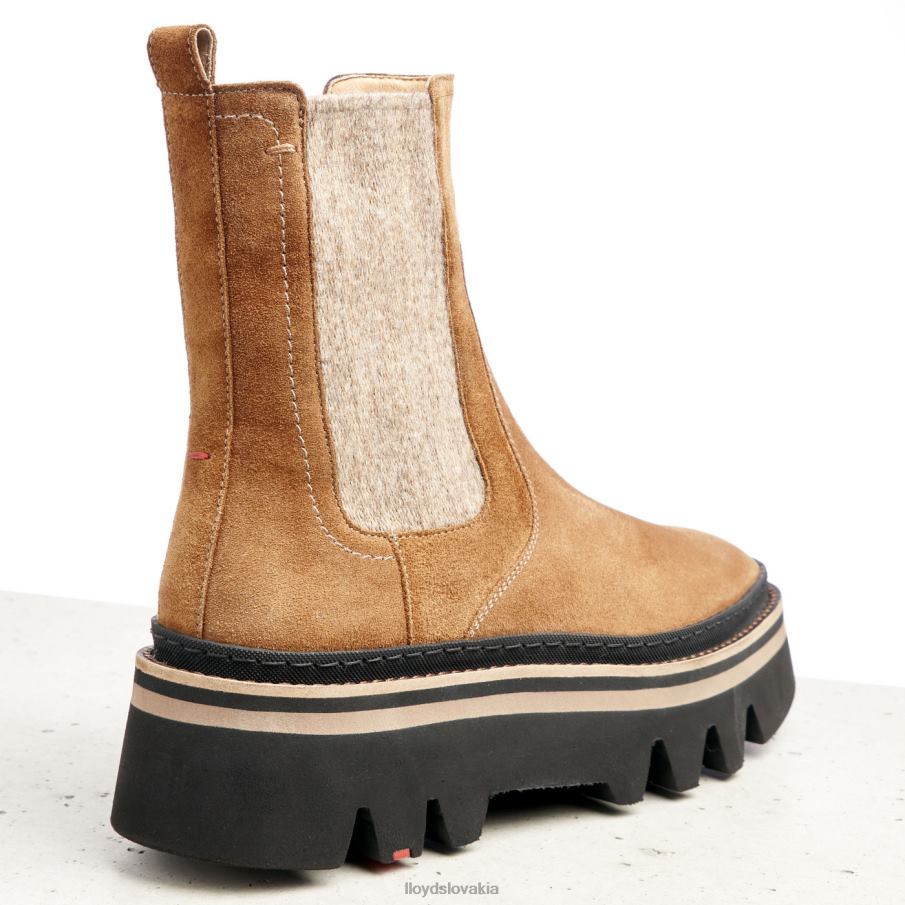 LLOYD hrubé kožené nazúvacie členkové čižmy ženy topánky hnedá 6R0JN946