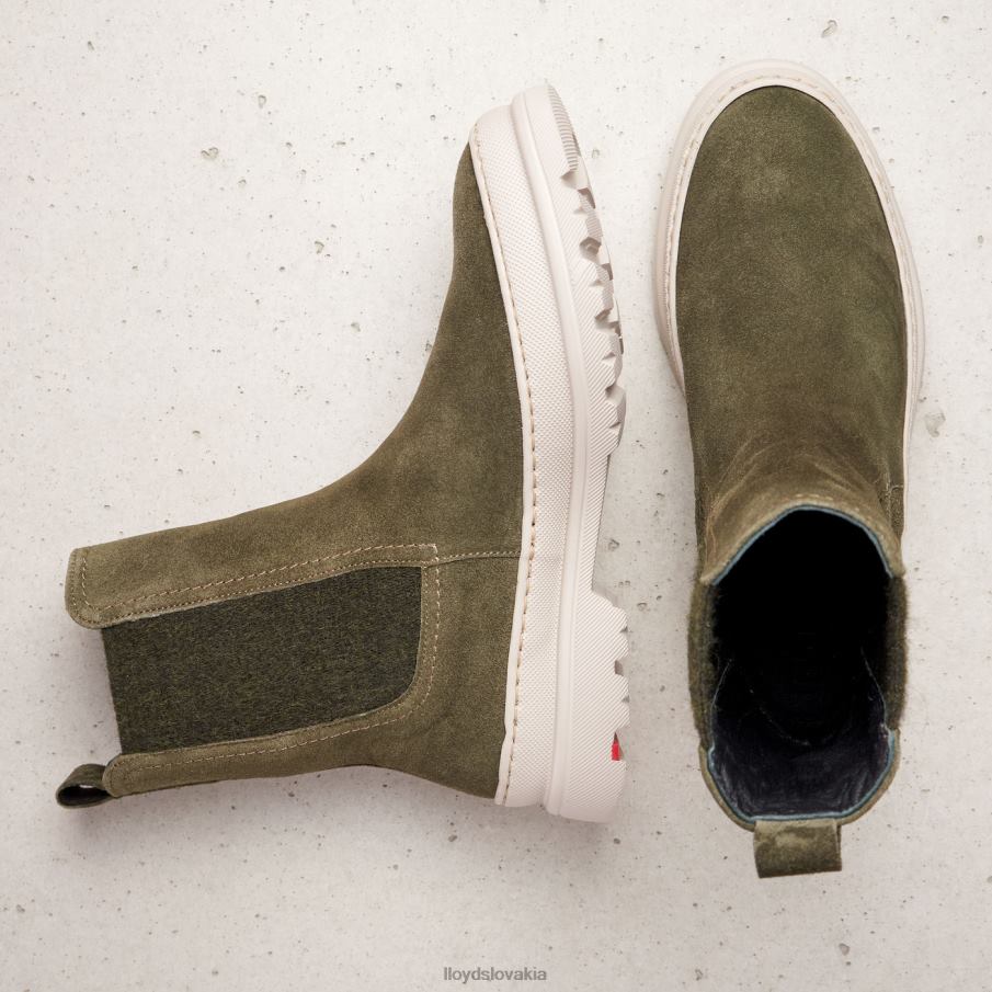 LLOYD hrubé kožené nazúvacie členkové čižmy ženy topánky zelená 6R0JN926