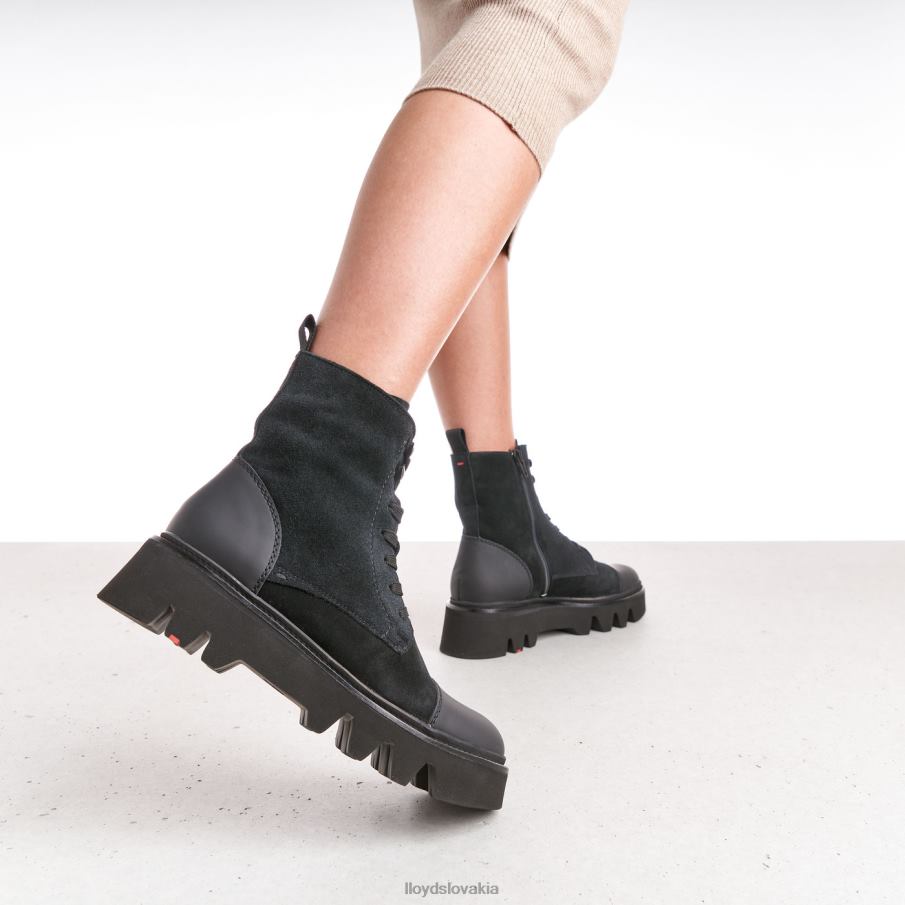 LLOYD kožené členkové čižmy so svetlou podrážkou ženy topánky čierna 6R0JN947