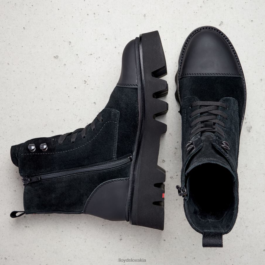 LLOYD kožené členkové čižmy so svetlou podrážkou ženy topánky čierna 6R0JN947