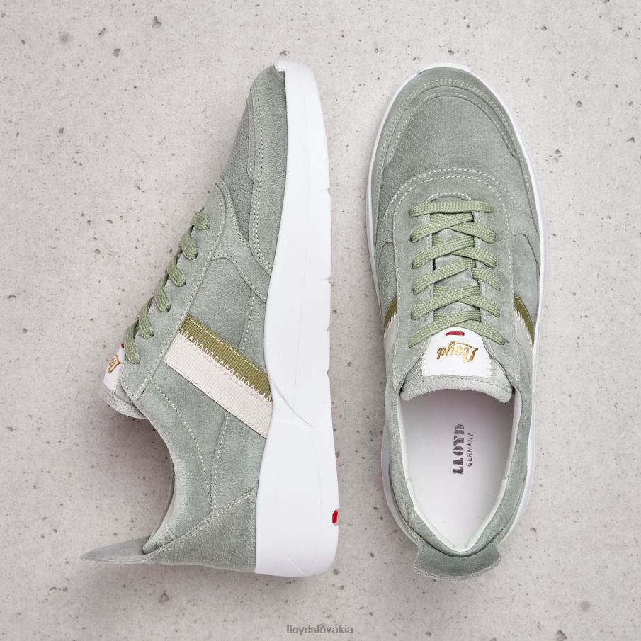 LLOYD strakaté hladké kožené tenisky ženy topánky zelená 6R0JN809