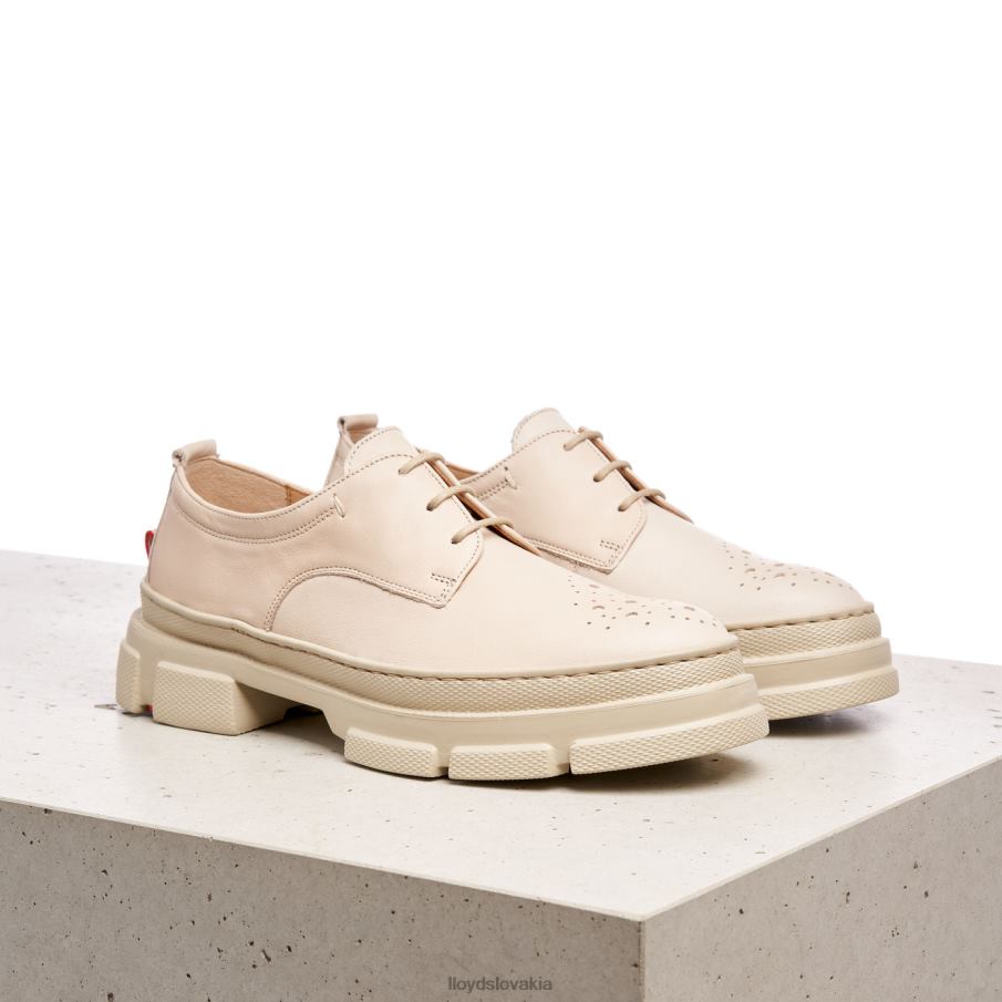 LLOYD čipkové hladké kožené poltopánky ženy topánky béžová 6R0JN1178