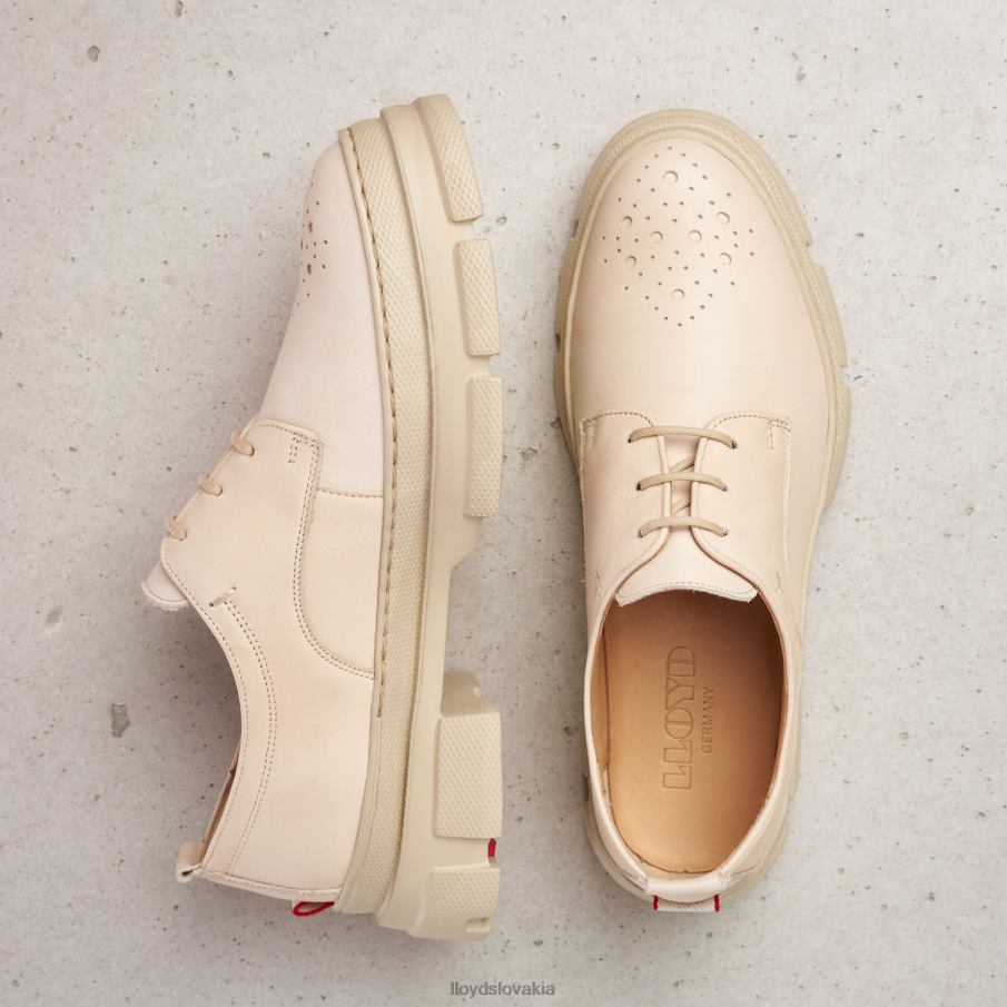 LLOYD čipkové hladké kožené poltopánky ženy topánky béžová 6R0JN1178