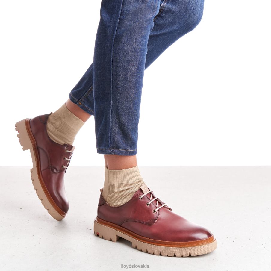 LLOYD čipkové hladké kožené poltopánky ženy topánky červená 6R0JN1181