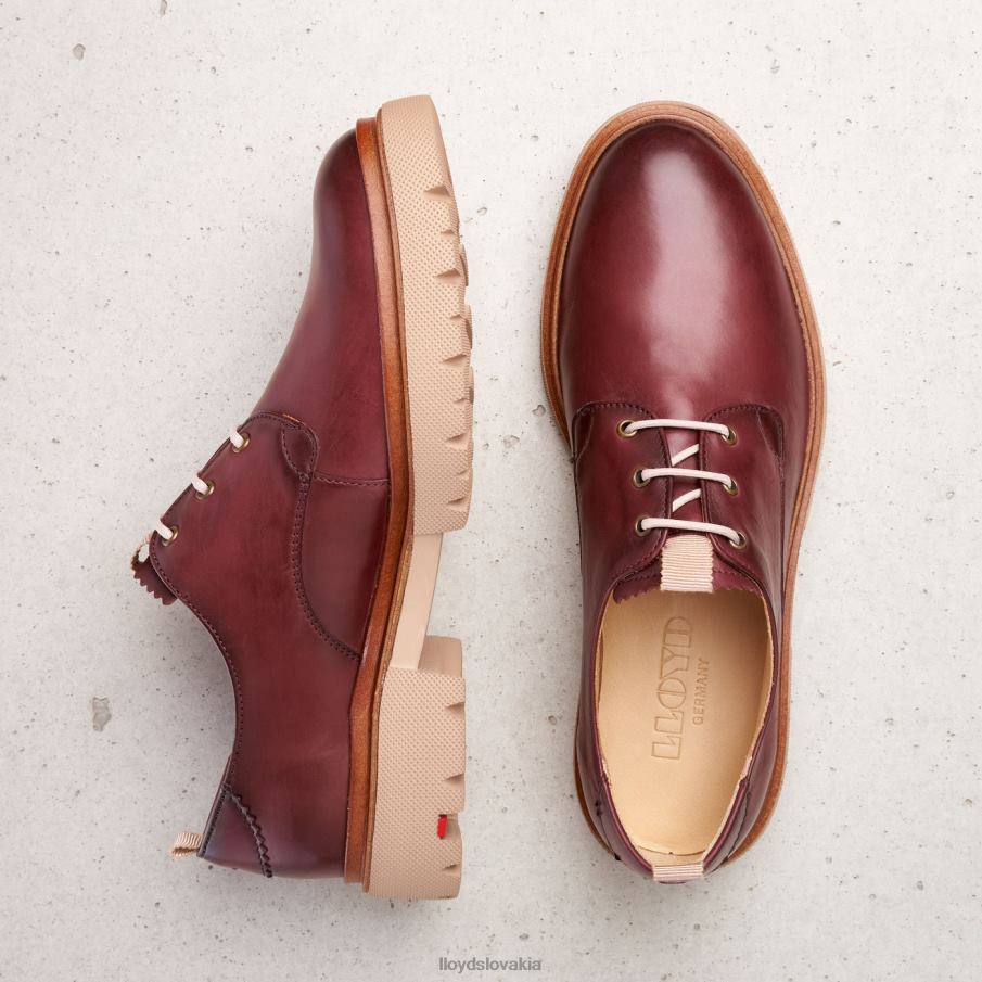 LLOYD čipkové hladké kožené poltopánky ženy topánky červená 6R0JN1181