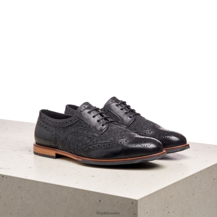 LLOYD čipkové hladké kožené poltopánky ženy topánky čierna 6R0JN1076