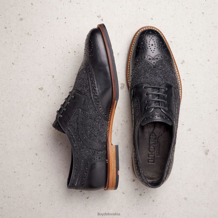 LLOYD čipkové hladké kožené poltopánky ženy topánky čierna 6R0JN1076