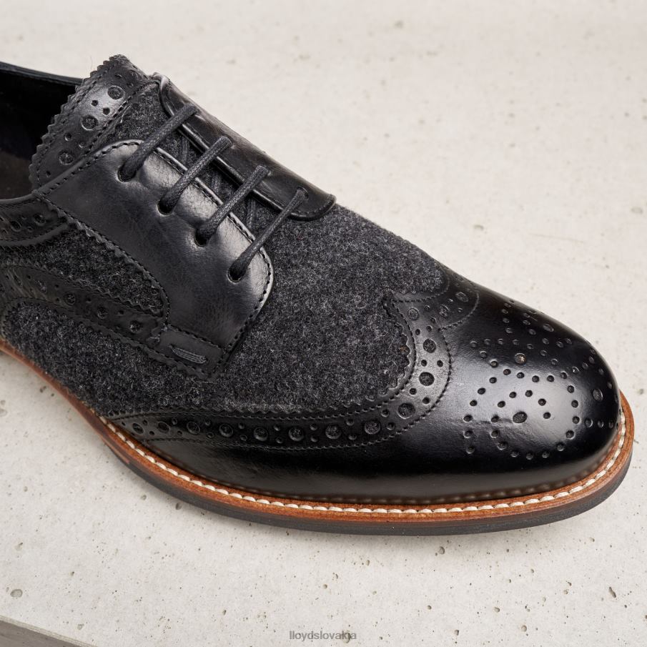 LLOYD čipkové hladké kožené poltopánky ženy topánky čierna 6R0JN1076