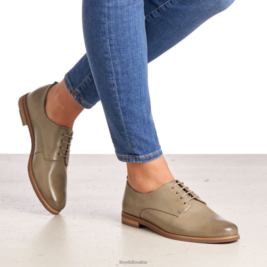 LLOYD čipkové hladké kožené poltopánky ženy topánky zelená 6R0JN1098