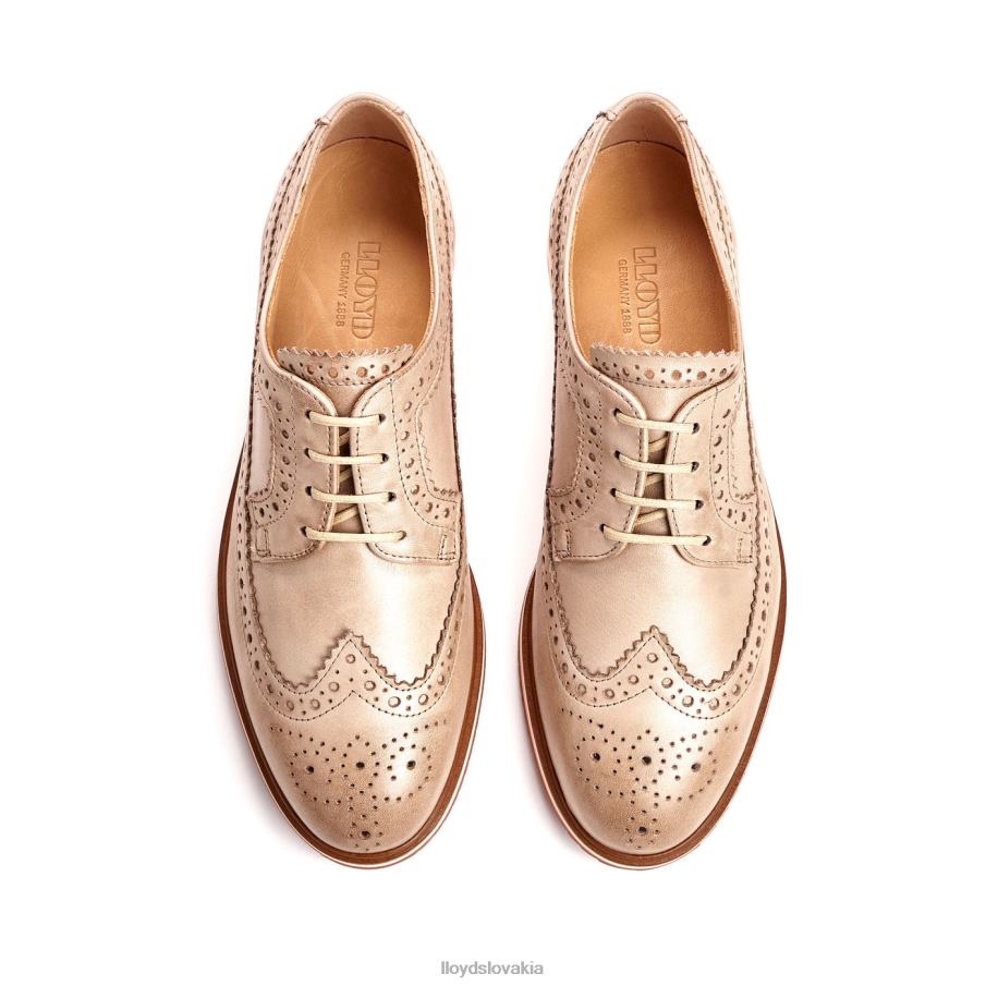 LLOYD kožené čipkované poltopánky ženy topánky béžová 6R0JN1008