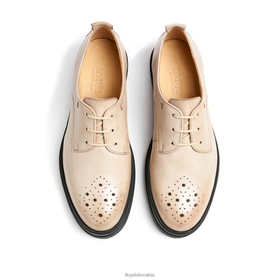 LLOYD kožené čipkované poltopánky ženy topánky béžová 6R0JN1029