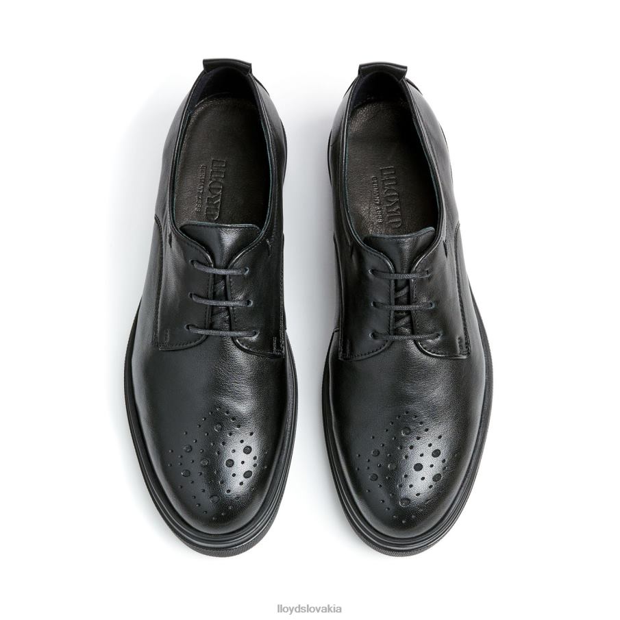 LLOYD kožené čipkované poltopánky ženy topánky čierna 6R0JN1028