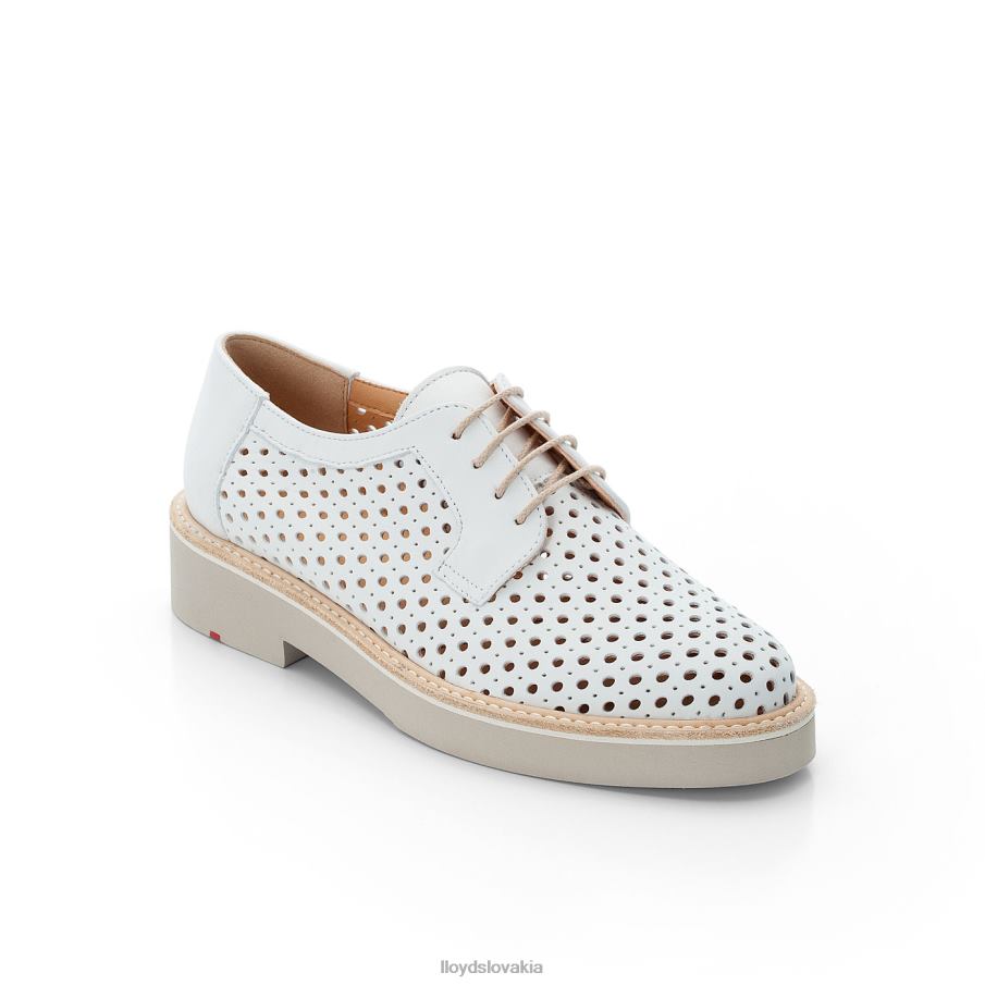 LLOYD krajkové poltopánky z hladkej kože ženy topánky biely 6R0JN1184